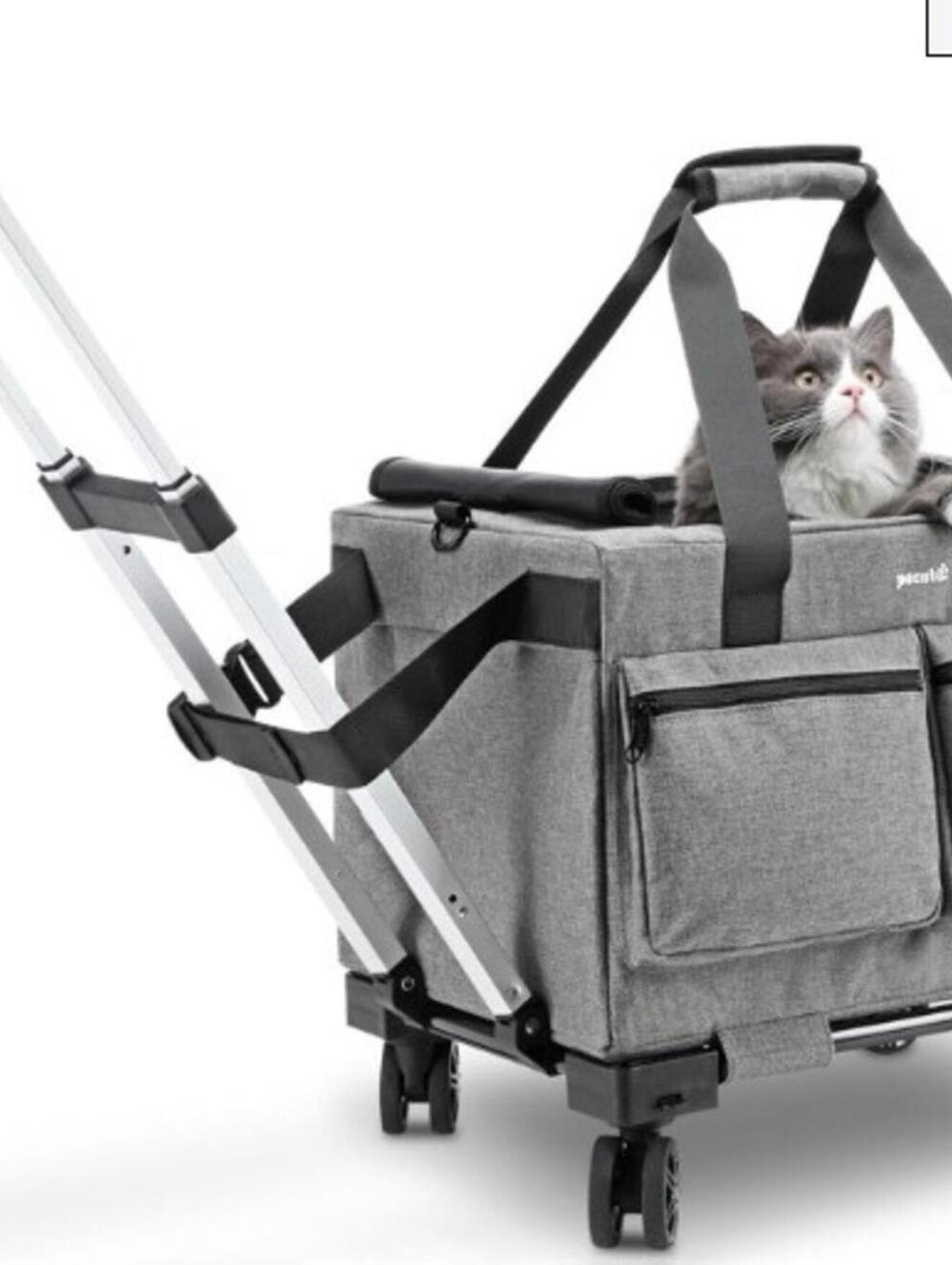 BRAND NEW: Large Wheeled Pet Carrier with Zippers-Gray